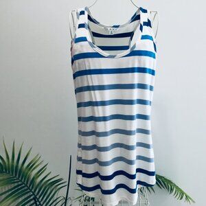 CAbi Blue & Ivory Striped Tank - Small